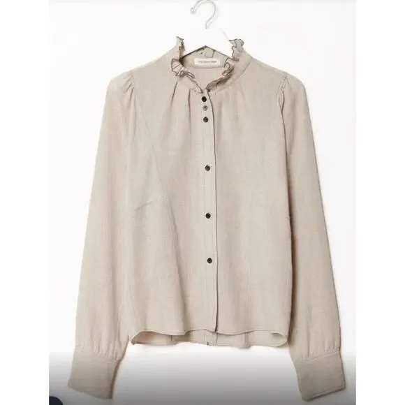 Etoile Isabel Marant Melphine Wool Blend High Neck Ruffle Blouse 38 6 - Picture 6 of 12